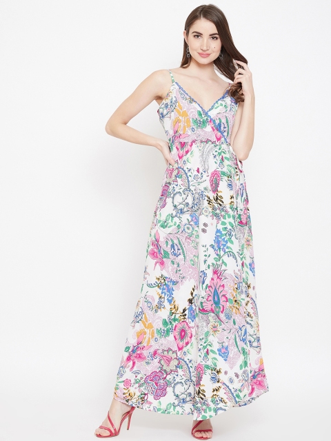 

Berrylush Women Multicoloured Floral Printed Wrap Maxi Dress, Multi