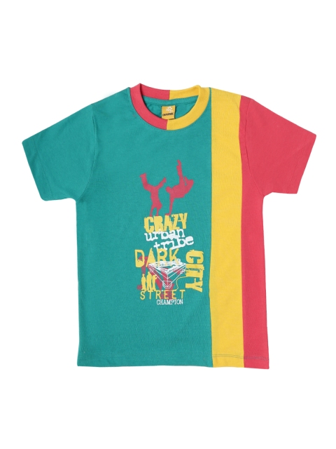 

Dollar Champion Kidswear Boys Green & Yellow Printed Round Neck T-shirt