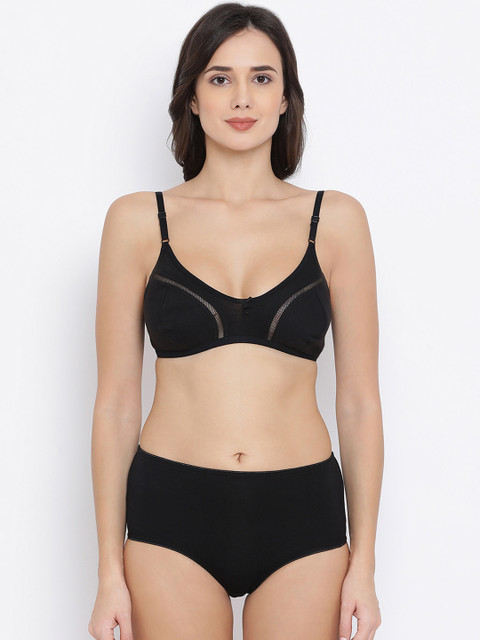 

Clovia Women Black Solid Lingerie Set COMBBP95232B