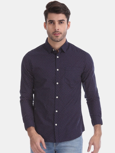 

Flying Machine Men Navy Blue & Pink Regular Fit Printed Casual Shirt
