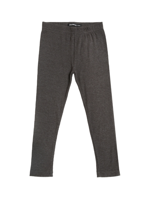 

De Moza Girls Charcoal Grey Solid Ankle-Length Leggings