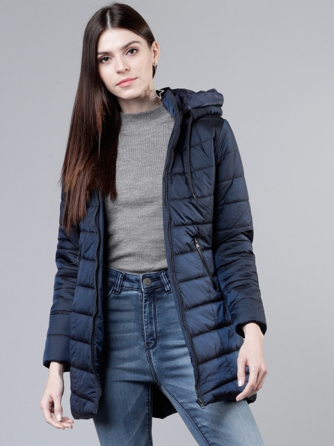 

Tokyo Talkies Women Navy Blue Solid Padded Jacket