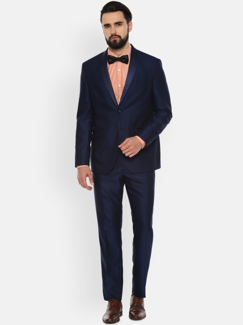 

Van Heusen Men Navy Blue Solid Slim-Fit 2 Piece Tuxedo Suit