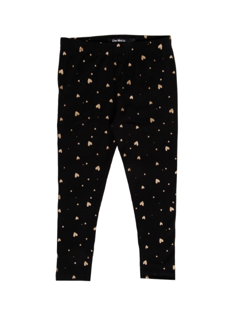 

De Moza Girls Black & Gold-Toned Printed Ankle-Length Leggings