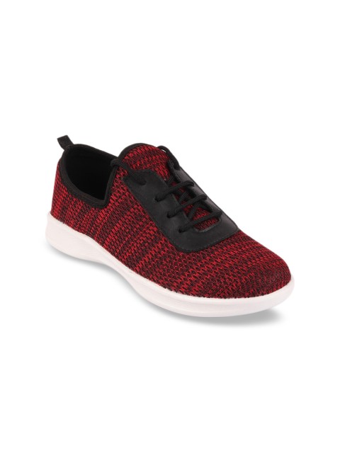 

FAUSTO Women Red Woven Design Sneakers