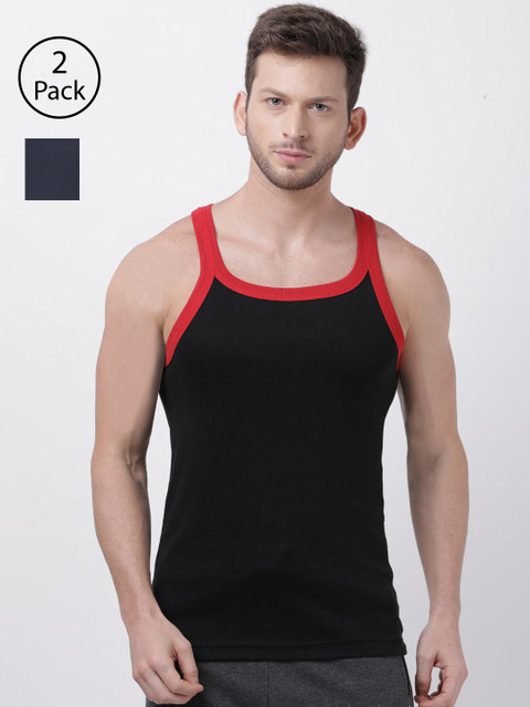 

Macroman M-Series Men Pack of 2 Solid Innerwear Vests MS902-NB-BL, Navy blue
