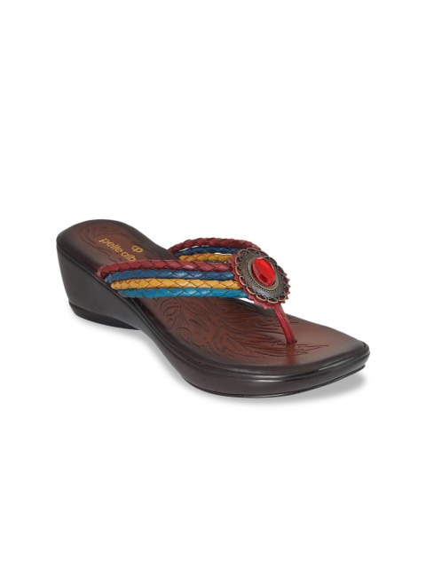 

pelle albero Women Maroon & Blue Colourblocked Leather Heels