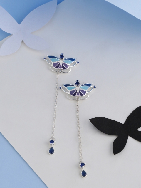 

Studio Voylla Silver-Plated & Blue Quirky Drop Earrings