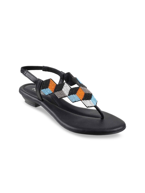

Metro Women Black & Orange Beaded Open Toe Flats