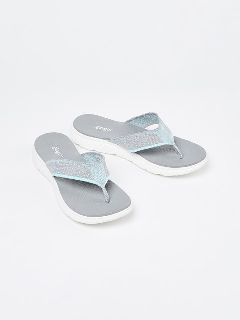 

Ginger by Lifestyle Women Grey Self Design Thong Flip-Flops