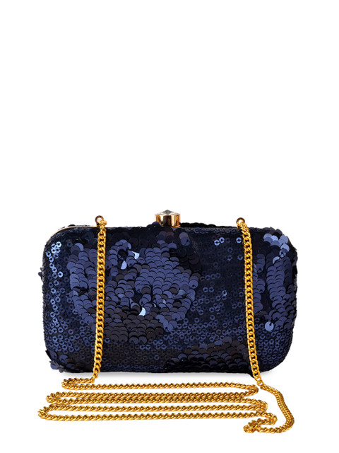 

REZZY Blue Embellished Box Clutch