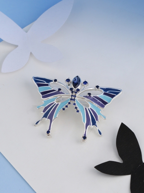 

Studip Voylla Women Silver-Toned & Blue Butterfly Shaped Brooch