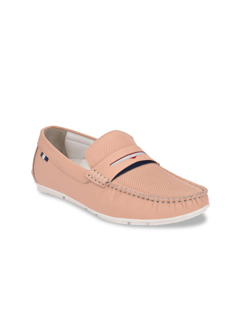 

Hitz Men Peach-Coloured Leather Loafers
