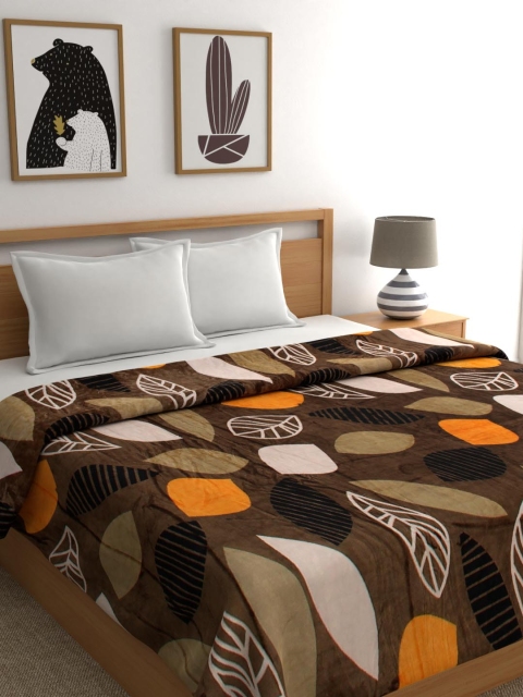 

A Homes Grace Brown & Off-White Floral Mild Winter 350 GSM Double Bed Blanket