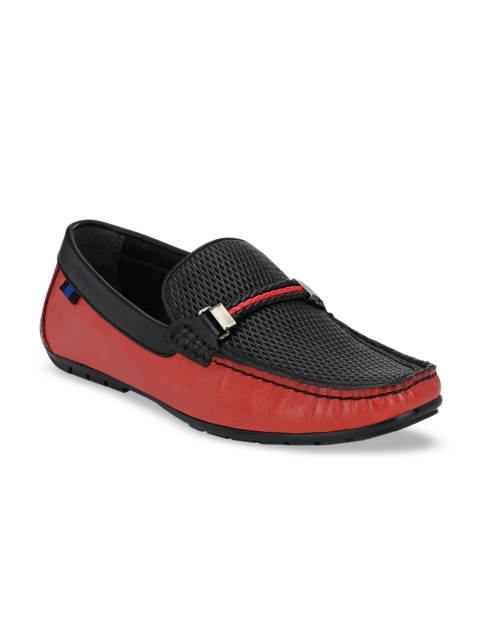 

Hitz Men Red & Black Leather Loafers