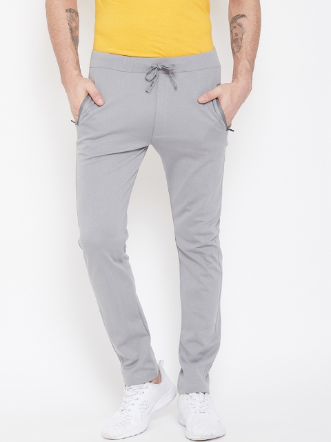 

Okane Men Grey Solid Slim-Fit Track Pants