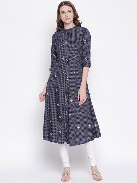 

RANGMANCH BY PANTALOONS Women Blue Printed A-Line Kurta