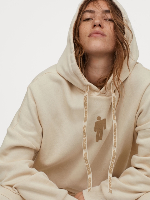 

H&M Women Beige Oversized Hooded Top