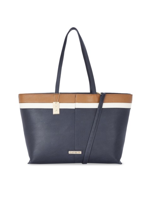 

Caprese Navy Blue & White Colourblocked Shoulder Bag