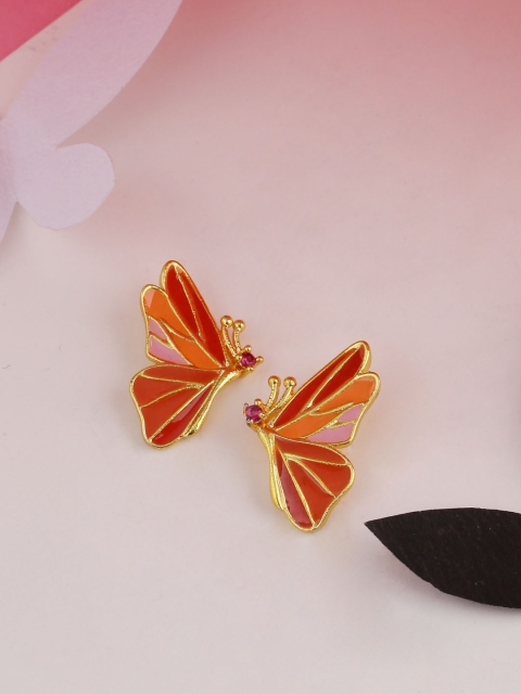 

Studio Voylla Gold-Plated & Multicoloured Contemporary Handcrafted Studs