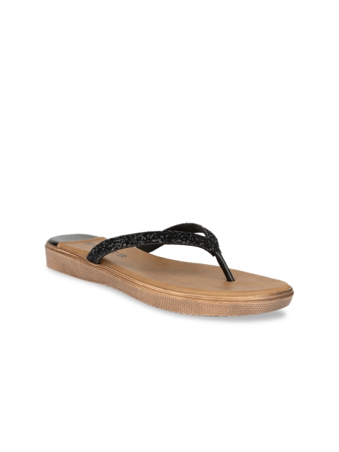 

SOLES Women Black Embellished Open Toe Flats