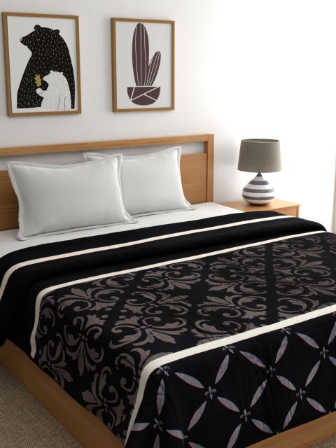

A Homes Grace Black & Grey Floral Mild Winter 350 GSM Double Bed Blanket