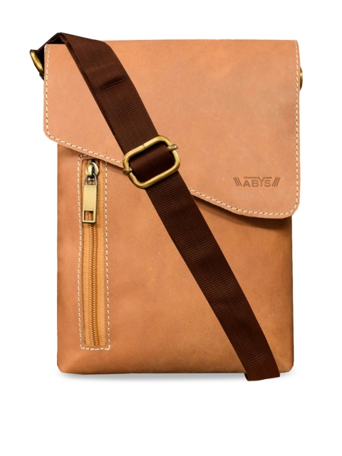 

ABYS Unisex Tan Brown Leather Solid Messenger Bag