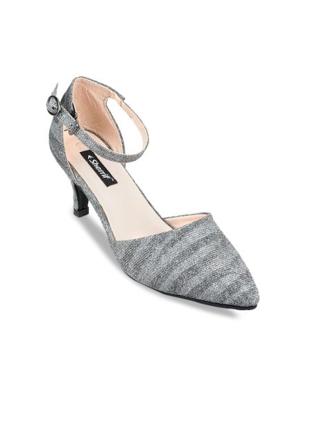 

Sherrif Shoes Women Silver-Toned Solid Kitten Heels