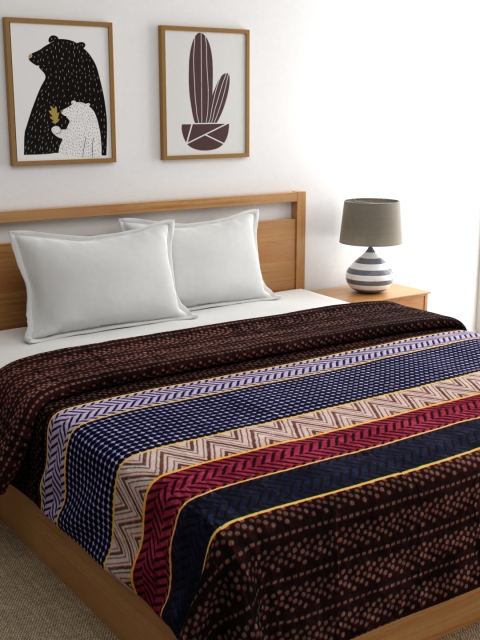 

A Homes Grace Blue & Brown Geometric Mild Winter 350 GSM Double Bed Blanket