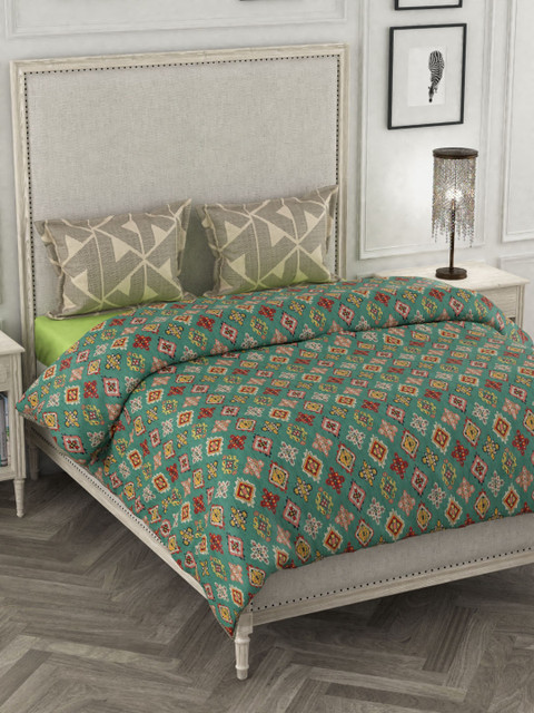

Portico New York Green & Grey Printed AC Room 120GSM Double King Bedding Set