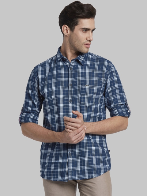 

Parx Men Blue Nancy Slim Fit Checked Casual Shirt