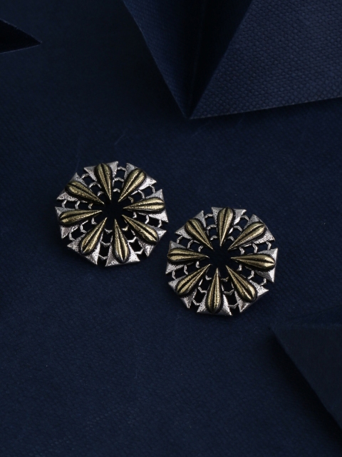

Studio Voylla Silver-Plated & Gold-Toned Oxidised Geometric Studs