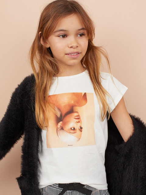 H&M Girls White T-shirt With A Print Motif