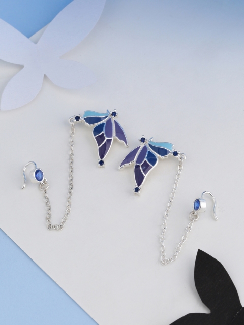 

Studio Voylla Silver-Plated & Blue Quirky Studs