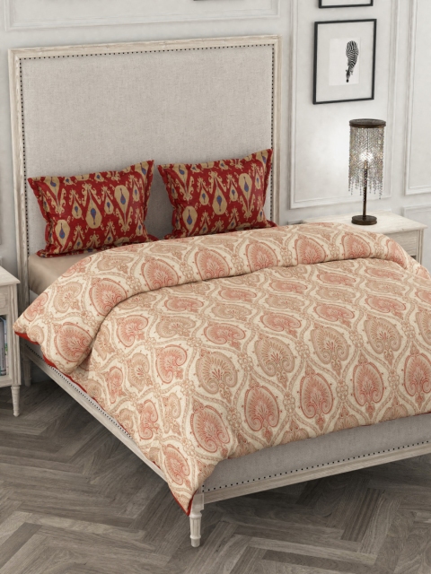 

Portico New York Beige & Taupe Printed AC Room 120GSM Double King Bedding Set