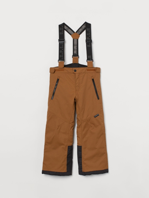 

H&M Boys Brown Solid Water-repellent ski trousers With Suspenders