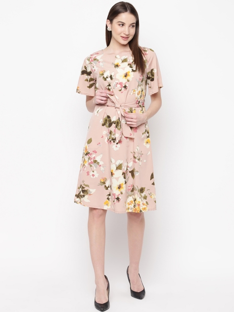 

Mayra Women Pink Floral Print Fit and Flare Dress