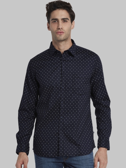 

Parx Men Navy Blue Slim Fit Printed Casual Shirt