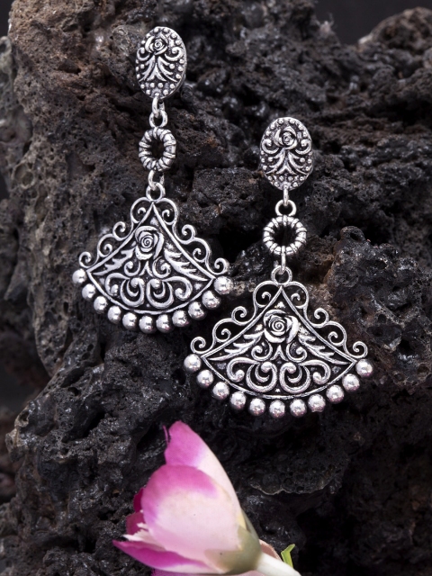 

Infuzze Silver-Toned Oxidised Classic Drop Earrings