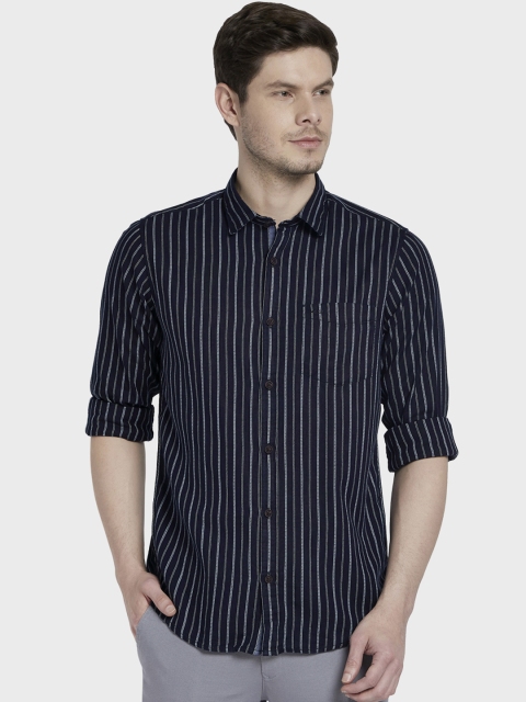 

ColorPlus Men Navy Blue Regular Fit Striped Casual Shirt