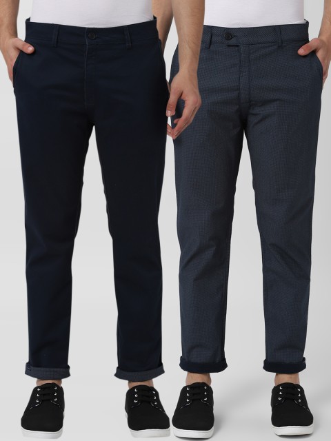 

Peter England Casuals Men Reversible Slim Fit Solid Regular Trousers, Navy blue