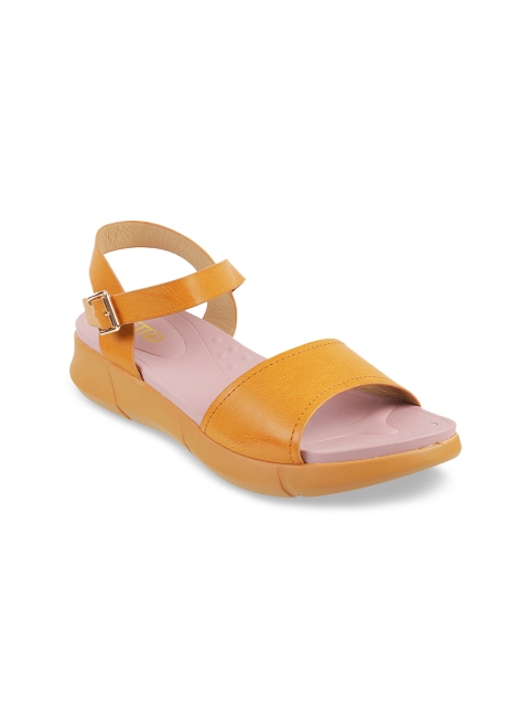 

Metro Women Mustard Yellow Solid Open Toe Flats