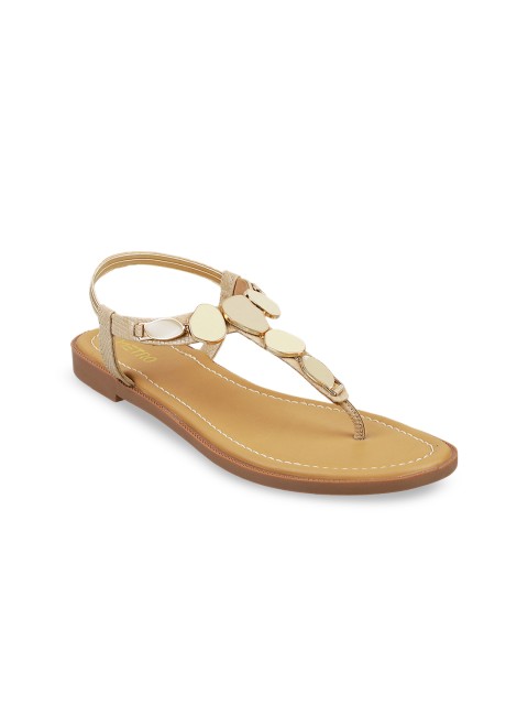 

Metro Women Beige Embellished T-Strap Flats