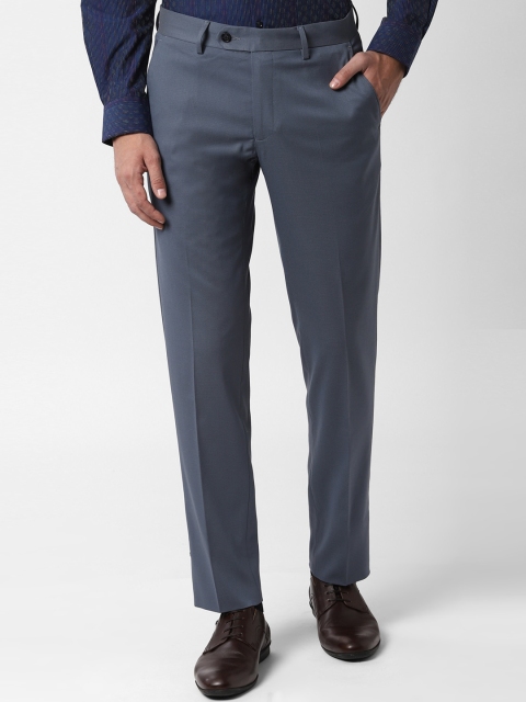 

Peter England Men Grey Slim Fit Self Design Formal Trousers