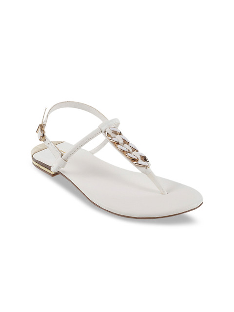 

Metro Women White Solid T-Strap Flats