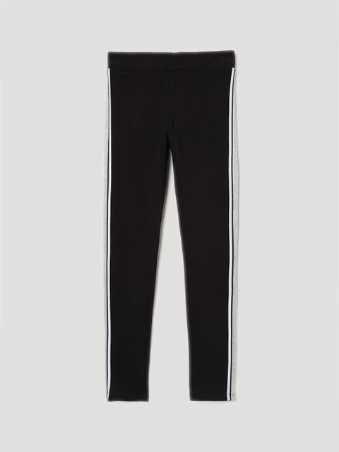 

H&M Girls Black Solid Cotton Jersey Leggings