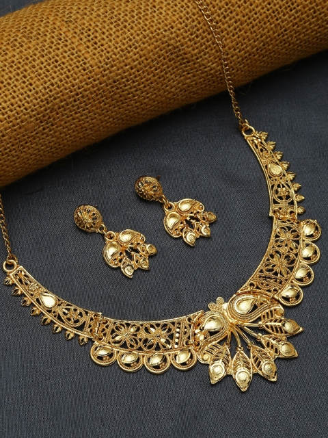 

ZeroKaata Gold-Plated Floral Ethnic Jewellery Set