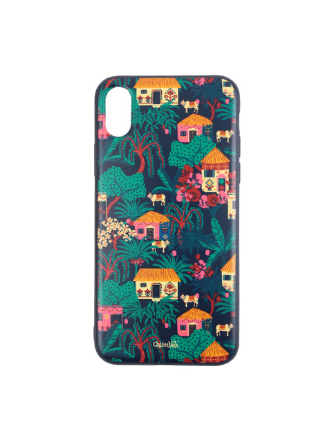 

Chumbak Unisex Navy Blue & Green Quiet Village iPhone XS Case