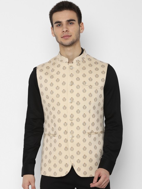 

Allen Solly Men Beige & Grey Printed Nehru Jacket
