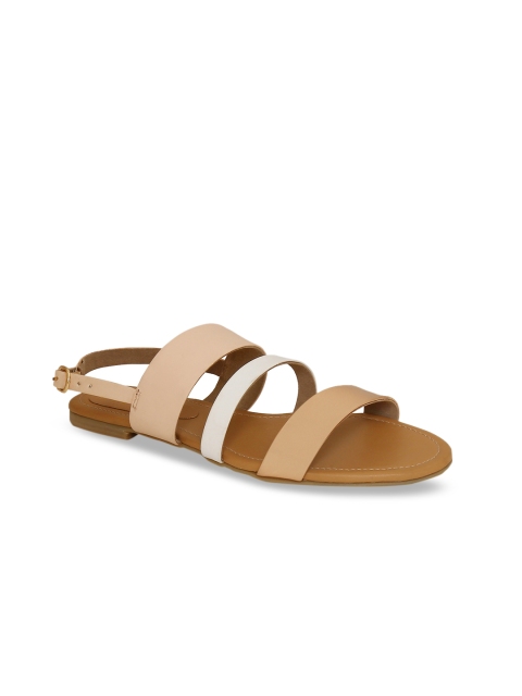 

Siendo Desi Women Peach-Coloured & White Colourblocked Open Toe Flats